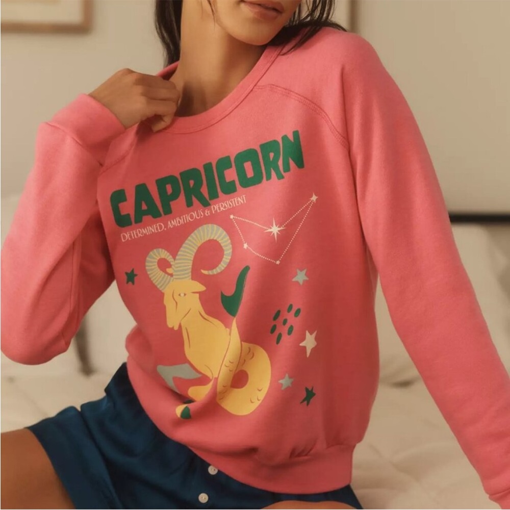 •Anthropologie• pink Capricorn sweatshirt